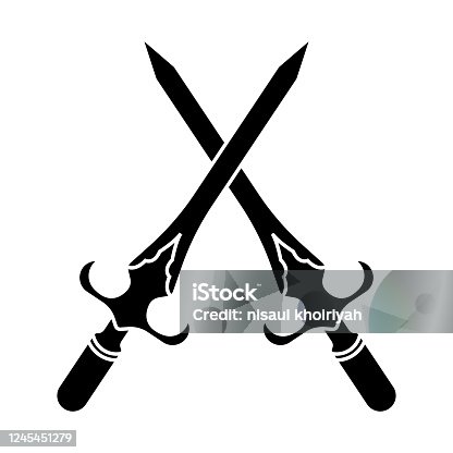 istock Dagger or short knife for throwing flat icon for apps and websites 1245451279
