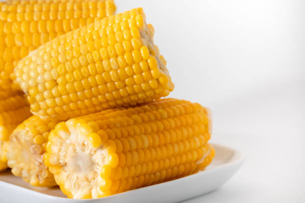 istock Soft yellow and cooked corn in the pan. 1245454391