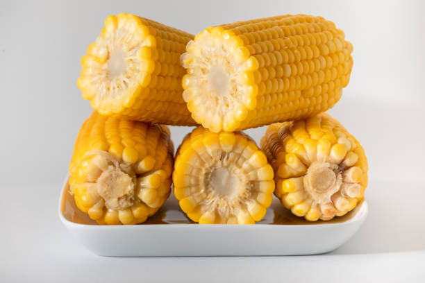 istock Soft yellow and cooked corn in the pan. 1245454396