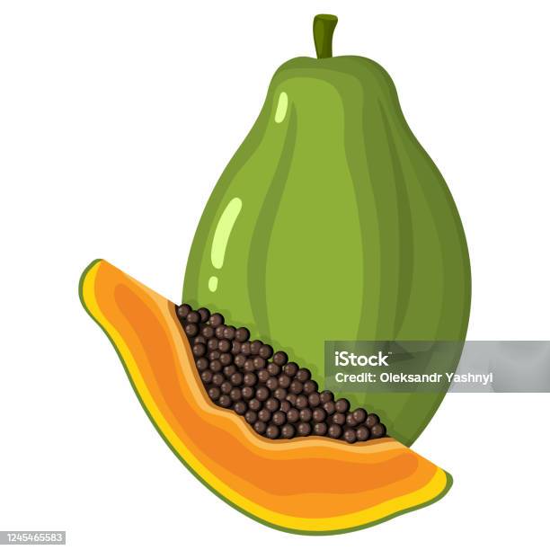 Frais Brillant Exotique Entier Et Coupé Trancher Le Fruit De Papaye Isolé Sur Fond Blanc Fruits