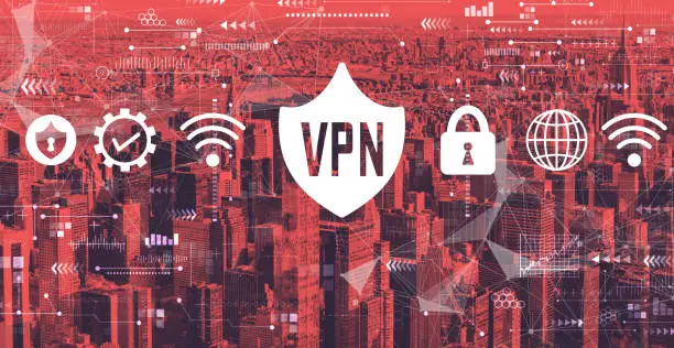 VPN concept with the New York City skyline