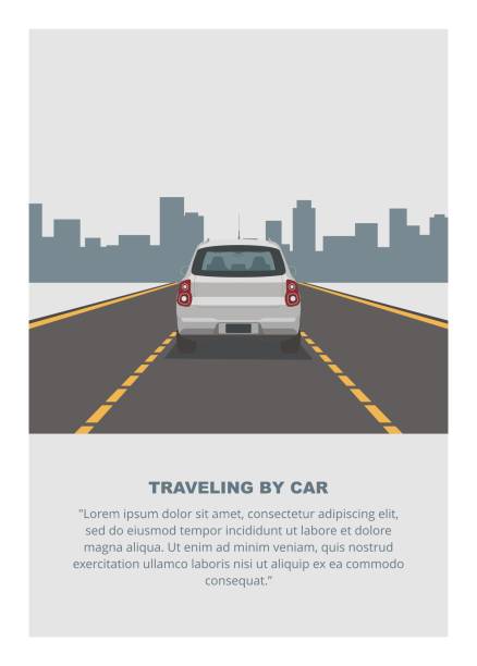 Traveling by car. Simple flat illustration. Simple flat illustration of traveling by car semi auto stock illustrations