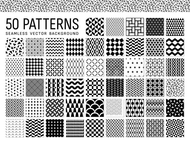 50 monochrome pattern sets A set of 50 monochrome patterns.
Various patterns are included in the set. clothing patterns stock illustrations