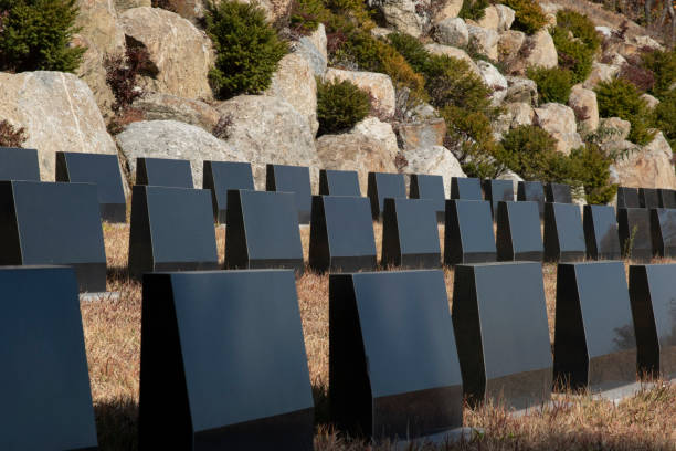istock pre-made empty tombs and tombstones 1245614767