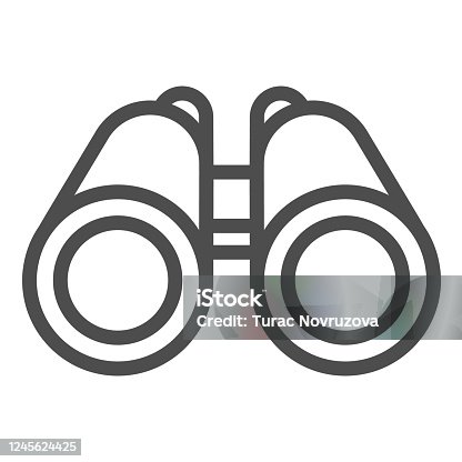 istock Binoculars line icon, ocean concept, Binocular sign on white background, marine researcher optical instrument icon in outline style for mobile concept and web design. Vector graphics. 1245624425