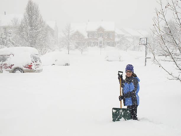 istock Woman in snow storm 124564217