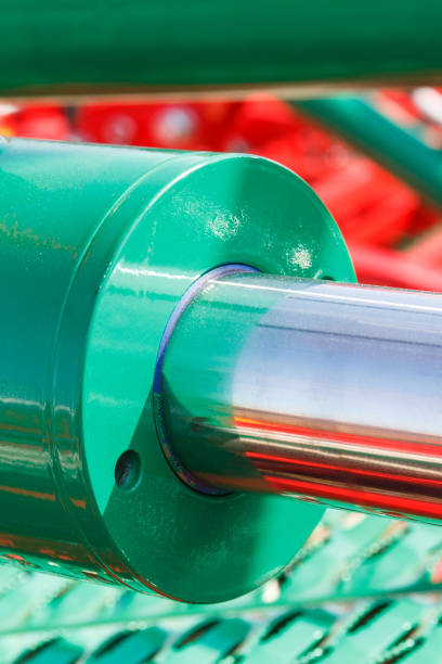 istock Piston or actuator of hydraulic and pneumatic machinery. Technology concept 1245646221