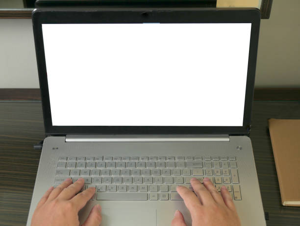 istock Close up image of  laptop screen mock up 1245676188