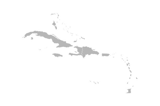 Caribbean island map vector graphics design. Caribbean island map vector graphics design. Gray background. Perfect for business concepts, backgrounds, backdrop, banner, poster, sticker, label and wallpapers. blank map of jamaica stock illustrations