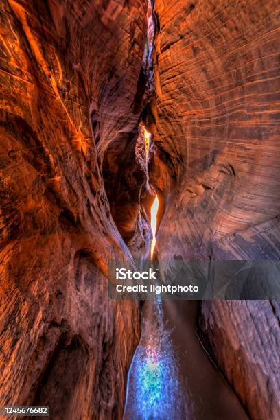 Watery Tunnel Slot Canyon Stock Photo - Download Image Now - Escalante, Utah, Canyon