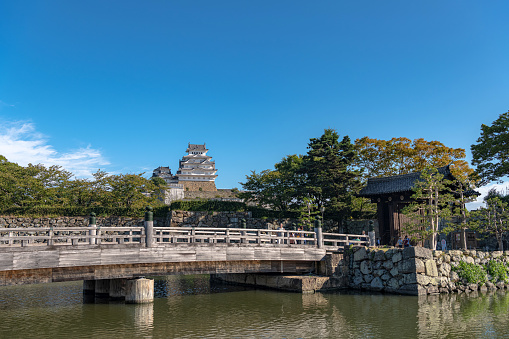 Himeji, Hyogo, Japan - October 3 2019 : Scenery of Himeji Castle. Himeji Castle is the largest and most visited castle in Japan, and it was registered in 1993 as one of the first UNESCO World Heritage Sites in the country.