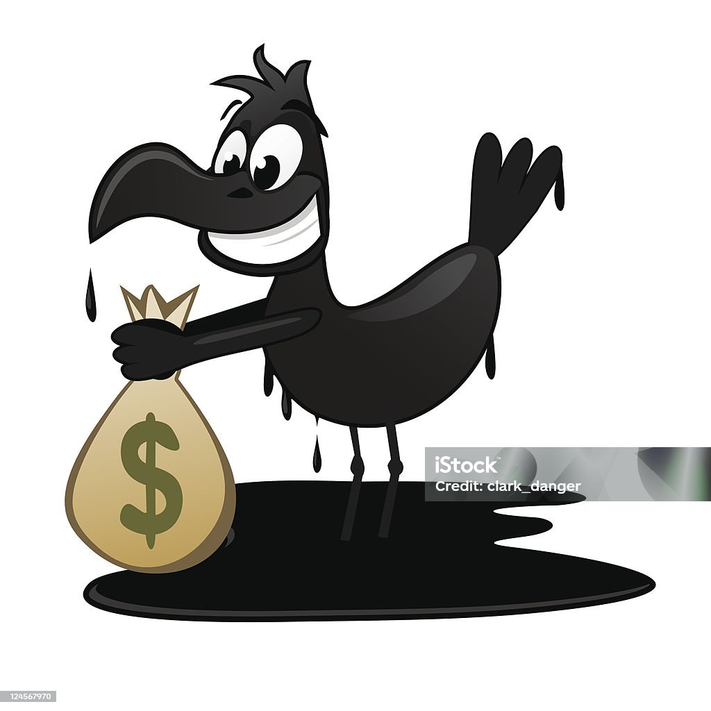 Grasa pájaro se queda con el dinero. - arte vectorial de Derrame de petróleo libre de derechos