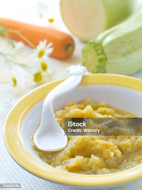 Baby Food Made Up From Pureed Vegetables Stock Photo - Download Image Now - Baby Food, Baby Spoon, Bowl