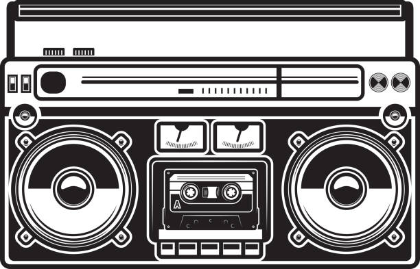 illustrations, cliparts, dessins animés et icônes de illustration de boombox isolé sur le fond blanc. élément de conception pour l’affiche, la carte, la bannière, l’étiquette, le signe, l’insigne, le t-shirt. illustration de vecteur - retro revival music audio cassette old