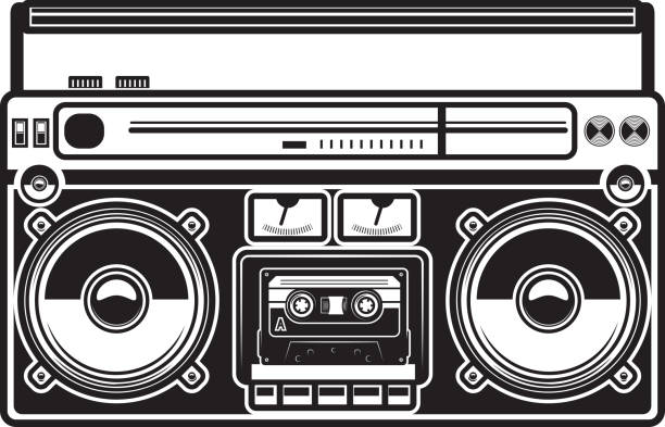 Illustration of boombox isolated on white background. Design element for poster, card, banner, label, sign, badge, t shirt. Vector illustration Illustration of boombox isolated on white background. Design element for poster, card, banner, label, sign, badge, t shirt. Vector illustration boom box stock illustrations