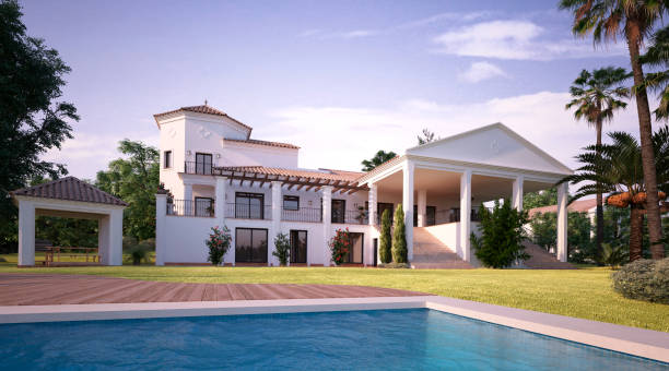 istock Building exterior in the outdoor 3d illustration 1245686043