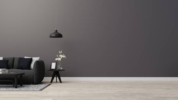 istock Interior poster mock up living room with colorful white sofa . 3D rendering. 1245727115