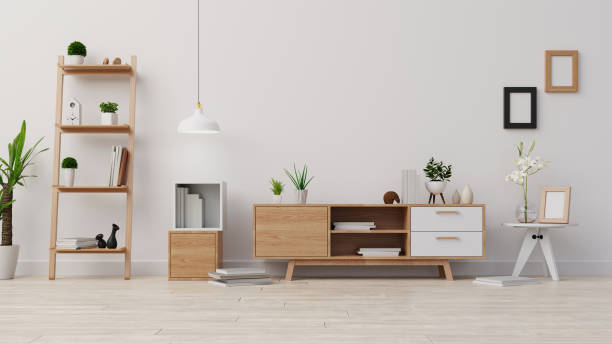 istock Interior poster mock up living room with colorful white sofa . 3D rendering. 1245727134