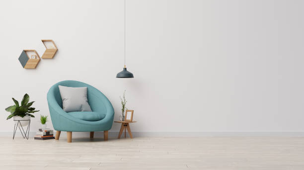 istock Interior poster mock up living room with colorful white sofa . 3D rendering. 1245727176