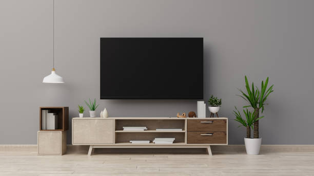 istock Interior poster mock up living room with colorful white sofa . 3D rendering. 1245728412