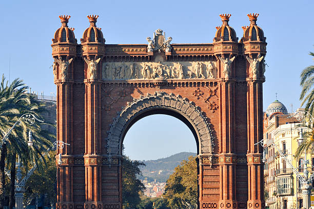 Arc de Triomf, Barcelona famous Arc de Triomf built for the 1888 Universal exhibition in Barcelona, Spain arc de triomf barcelona photos stock pictures, royalty-free photos & images
