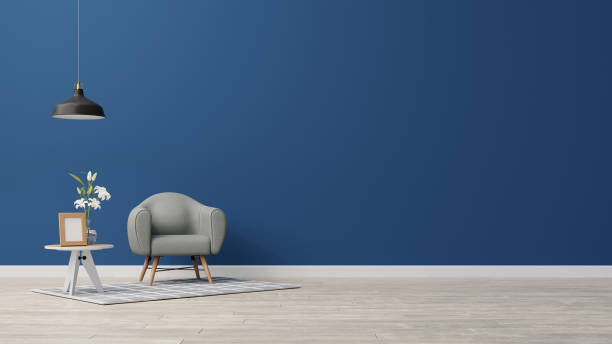 istock Interior poster mock up living room with colorful white sofa . 3D rendering. 1245731018