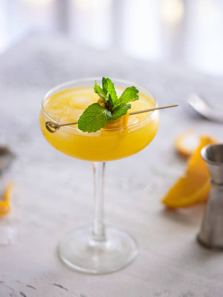 istock Agua de Valencia, typical Spanish drink prepared  with champagne, orange juice, vodka and gin. Alcohol cocktail with stylish garnish. 1245763901