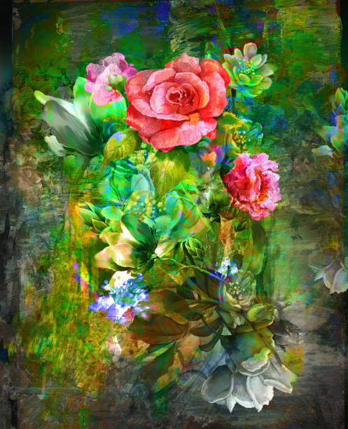 istock Abstract art colorful flowers  painting. Spring multicolored illustration 1245766674