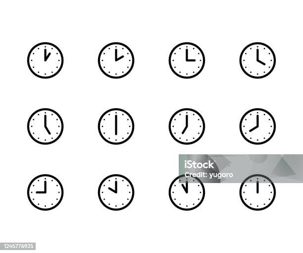 시간 아이콘 24시간 벽 시계에 대한 스톡 벡터 아트 및 기타 이미지 - 벽 시계, 아이콘, 벡터