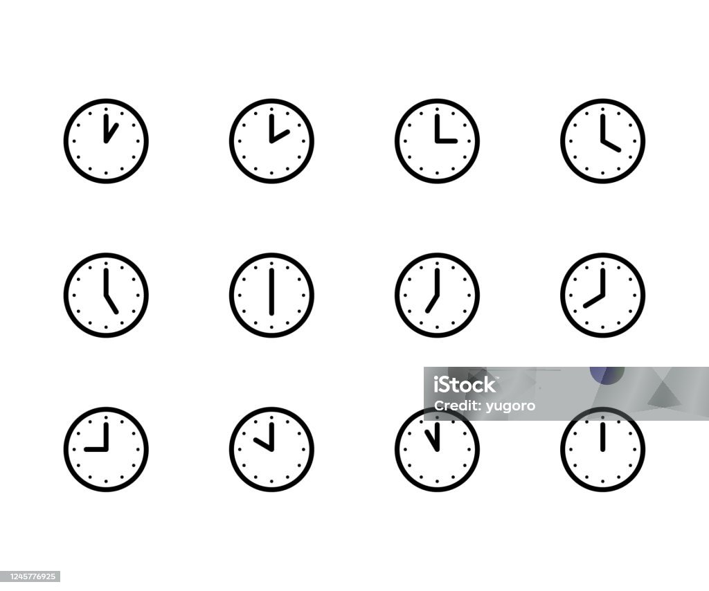 Ikony czasu 24h - Grafika wektorowa royalty-free (Zegar)