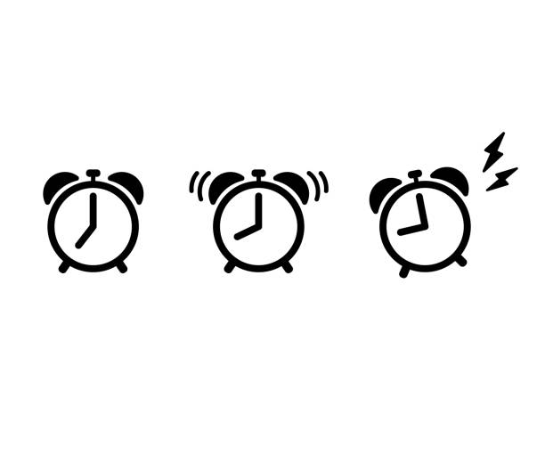 budzik flat vector icon. - alarm clock stock illustrations