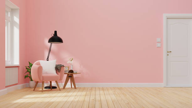 istock Interior poster mock up living room with colorful white sofa . 3D rendering. 1245787104