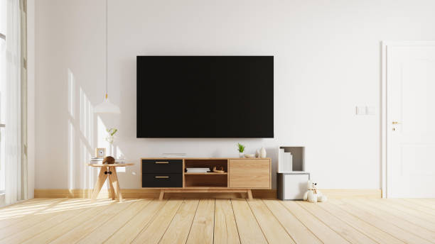 istock Interior poster mock up living room with colorful white sofa . 3D rendering. 1245797835