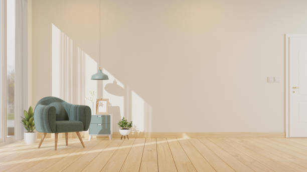 istock Interior poster mock up living room with colorful white sofa . 3D rendering. 1245798401
