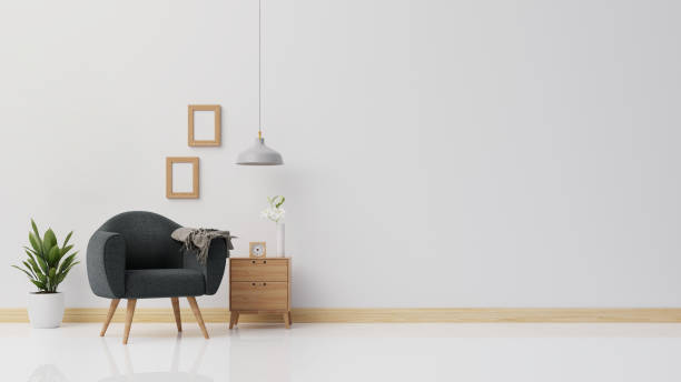 istock Interior poster mock up living room with colorful white sofa . 3D rendering. 1245798934