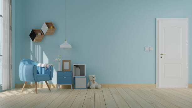 istock Interior poster mock up living room with colorful white sofa . 3D rendering. 1245798969