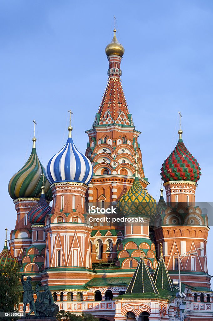 Cathedral of St. Basil View of the  Orthodox Cathedral of St. Basil in Red Square in Moscow, Russia Architectural Dome Stock Photo