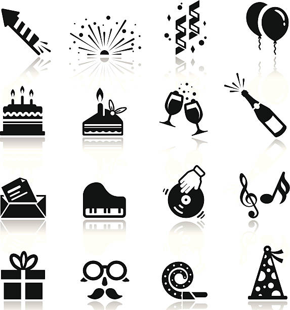 ilustraciones, imágenes clip art, dibujos animados e iconos de stock de conjunto de iconos de cumpleaños, celebración - food and drink holidays and celebrations isolated objects birthdays