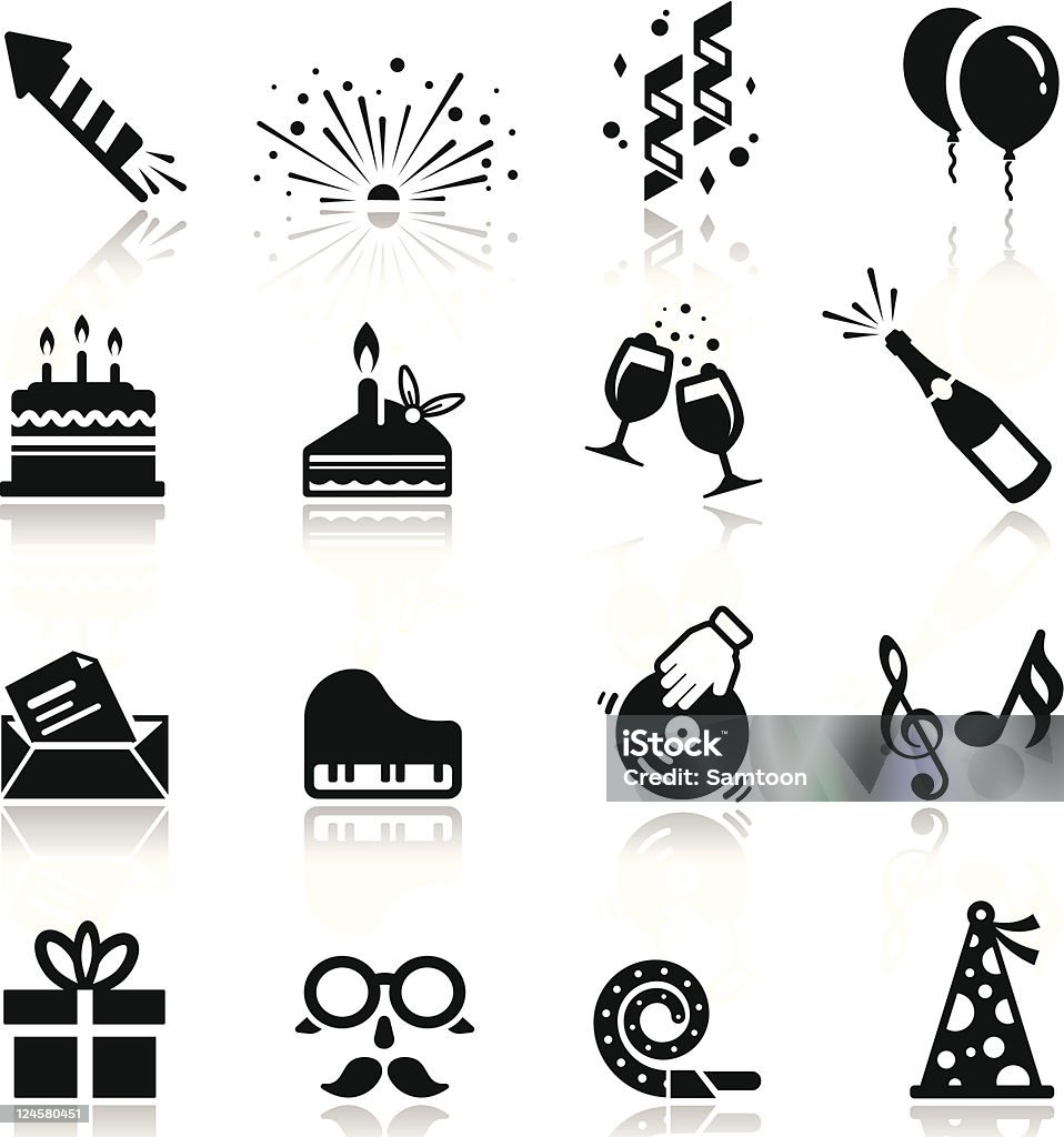 Icons set Birthday and celebration simplified but well drawn Icons, smooth corners no hard edges unless it’s required,  Icon Symbol stock vector