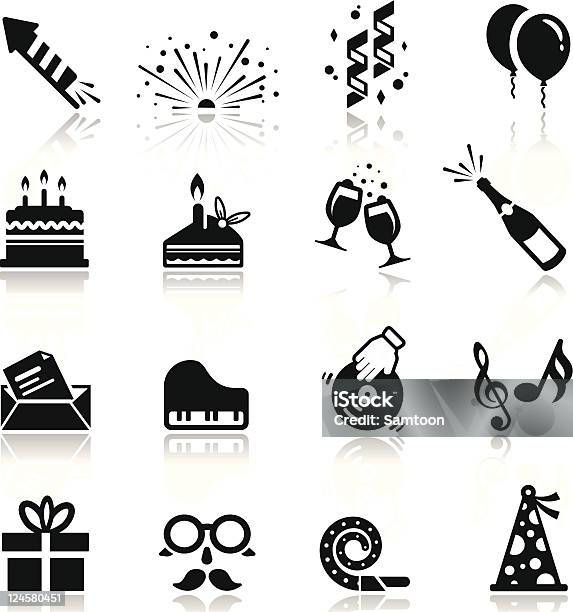 Icons Set Birthday And Celebration Stock Illustration - Download Image Now - Icon Symbol, Birthday Cake, In Silhouette