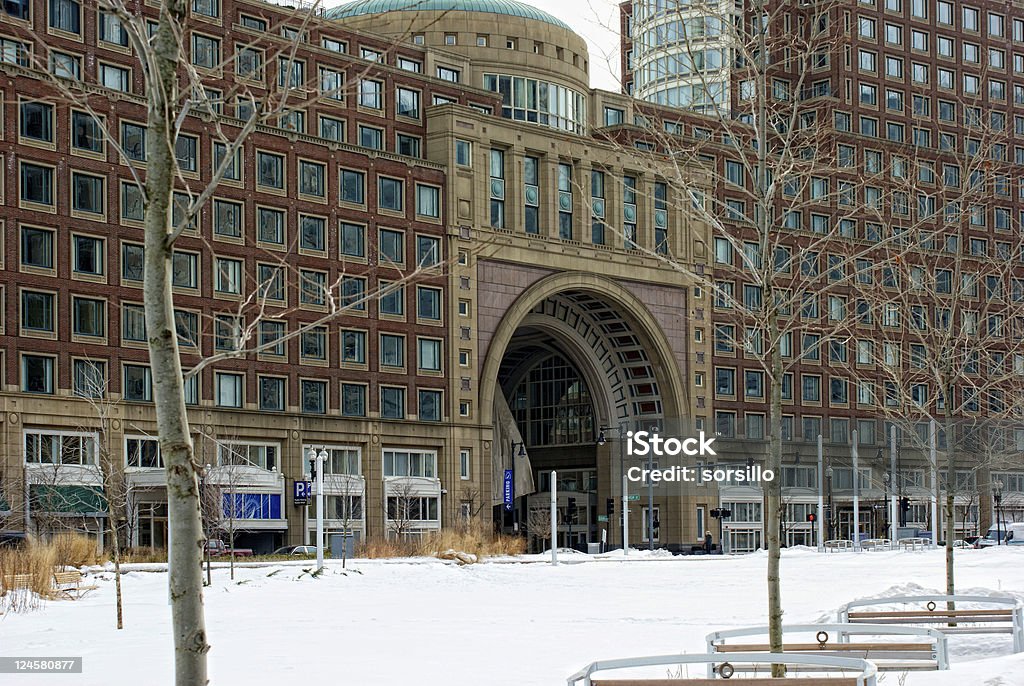 Entrada do histórico rowes wharf em boston, massachusetts - Royalty-free Arco - Caraterística arquitetural Foto de stock