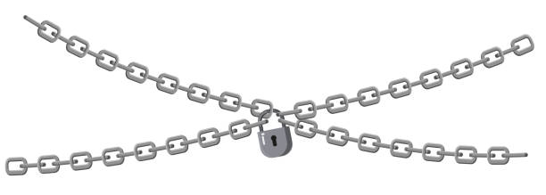 ilustrações de stock, clip art, desenhos animados e ícones de padlock and chains isolated on white background. concept of protection of information, property, inaccessibility. symbol security design. vector isolated illustration - chain guard