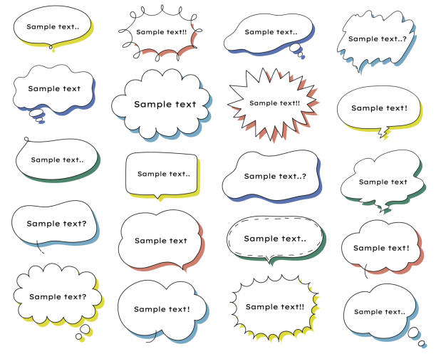 Handwritten style speech bubble illustration set. Handwritten style speech bubble illustration set. speech bubble illustrations stock illustrations