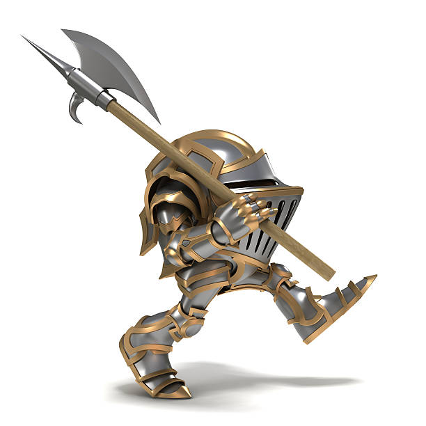 istock 3D animated knight with battle axe on patrol 124581456