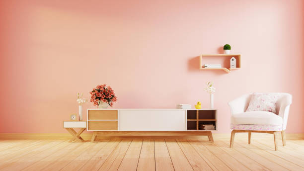 istock Interior poster mock up living room with colorful white sofa . 3D rendering. 1245815711
