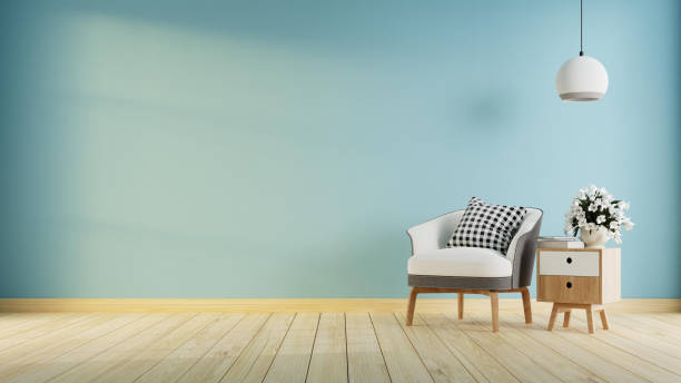 istock Interior poster mock up living room with colorful white sofa . 3D rendering. 1245815713