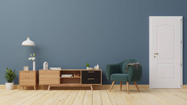 istock Interior poster mock up living room with colorful white sofa . 3D rendering. 1245816244