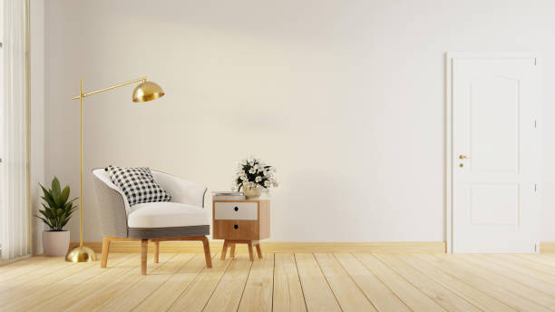 istock Interior poster mock up living room with colorful white sofa . 3D rendering. 1245816251