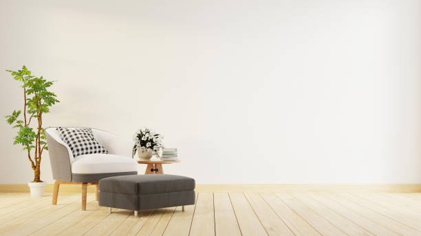 istock Interior poster mock up living room with colorful white sofa . 3D rendering. 1245816270