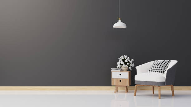 istock Interior poster mock up living room with colorful white sofa . 3D rendering. 1245816789